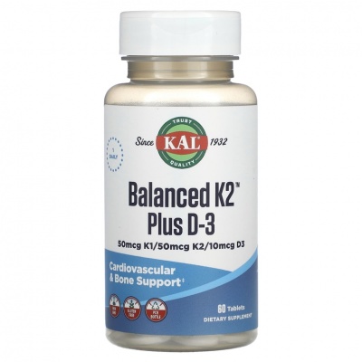 Витамины KAL Balanced K2 Plus D-3 100 мкг 60 капсул
