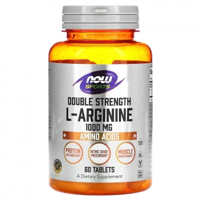 Л-Аргинин NOW Arginine Double Strength 1000 мг 60 таблеток